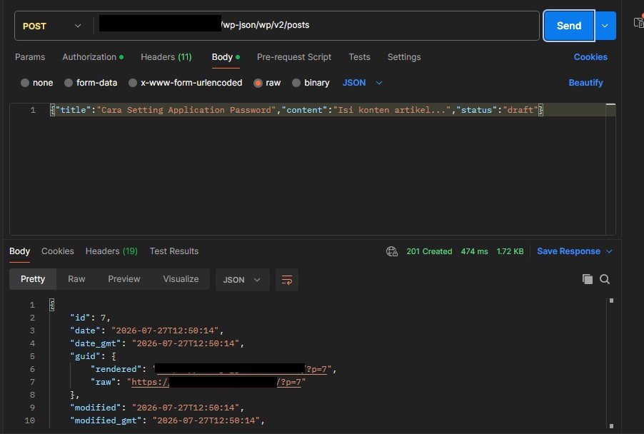 contoh penerapan application password di postman