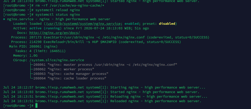 SSH clear cache nginx