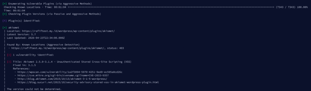 Hasil Pemindaian WPScan