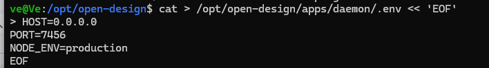setting env untuk open-design
