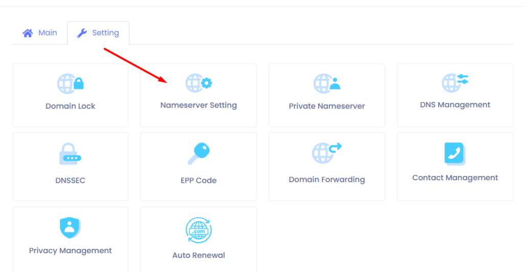 pilih menu name server
