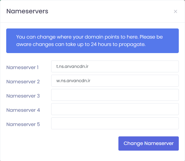 setting domain di Arvancloud