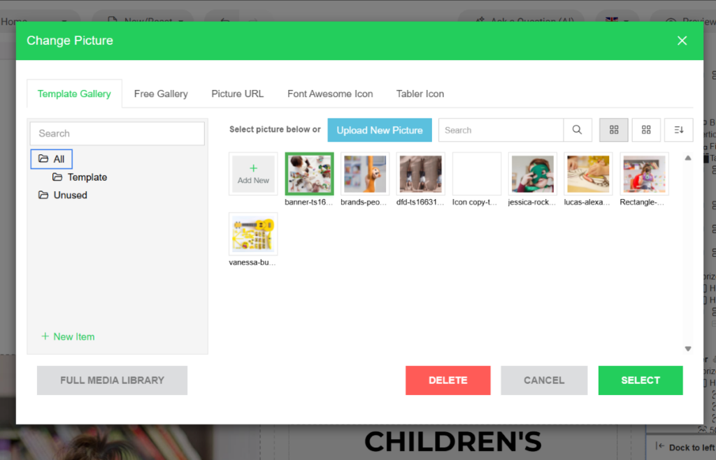 tambah media tabs sitepro 4