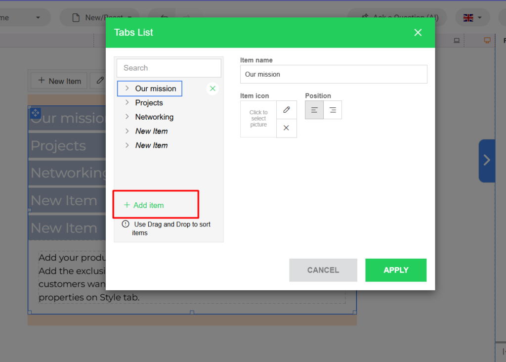 menambah judul fitur accordion sitepro 4