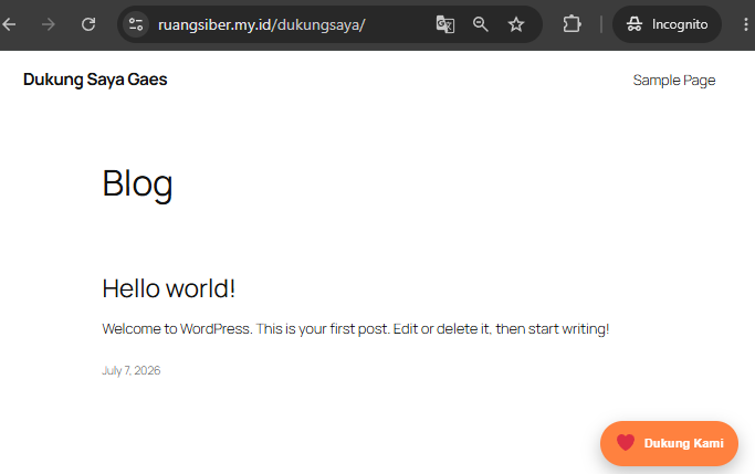 Apabila proses embed berhasil, Anda akan melihat widget dalam webnya seperti gambar dibawah: