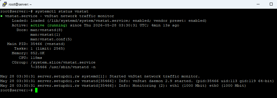 status vnstat running
