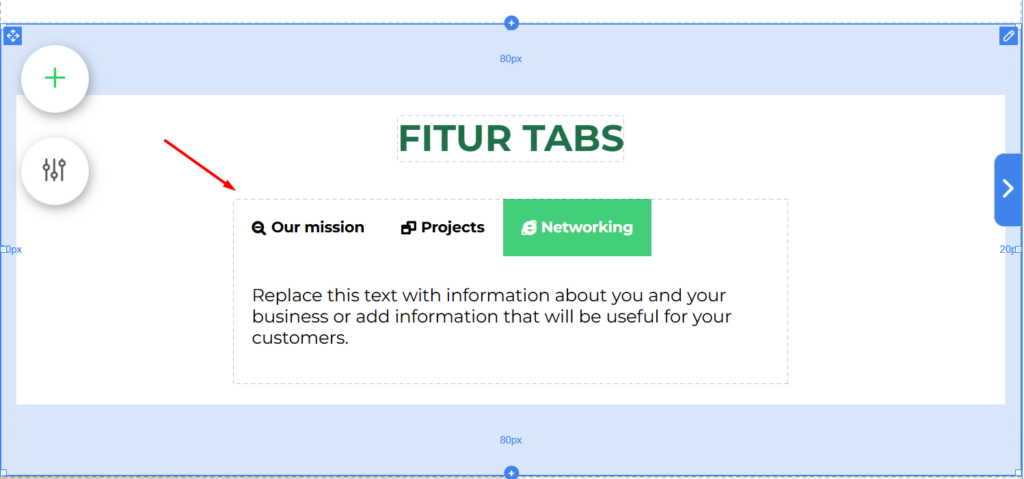 Layout area tab