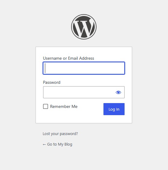 tampilan login wordpress