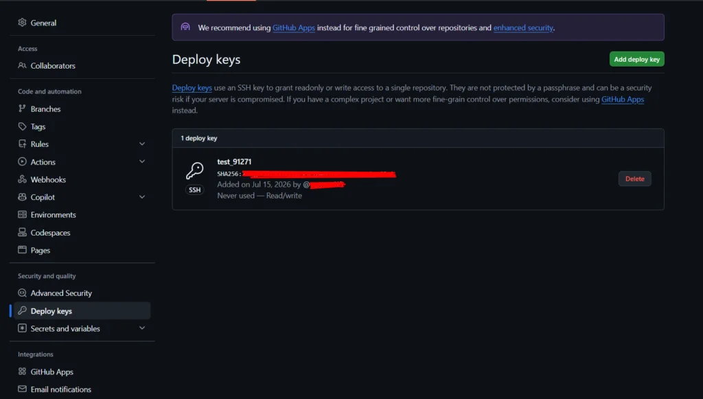 deploy key