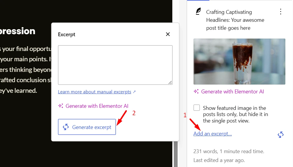 tes generate excerpt