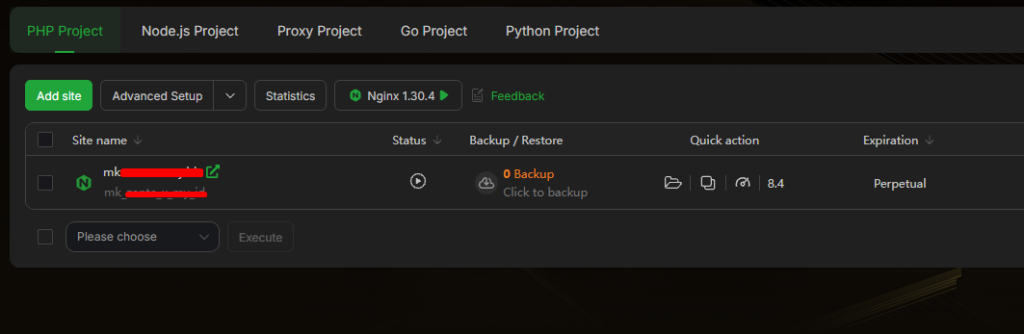 hasil subdomain yang telah ditambahkan