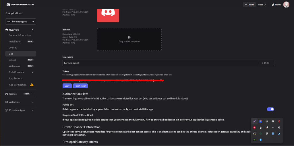 Masukkan Token Hermes Agent ke Discord