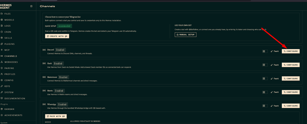 Konfigurasi Discord melalui Web Dashboard