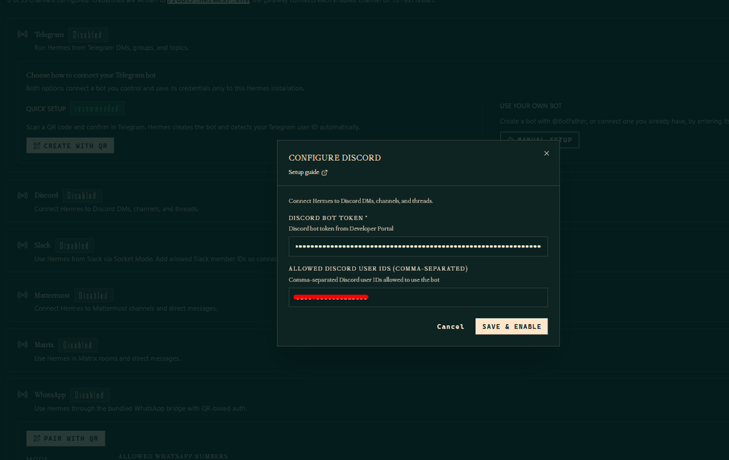 simpan pengubahan bot hermes agent