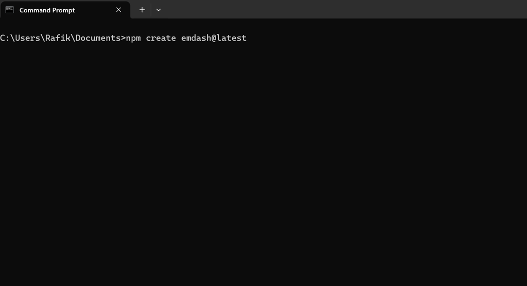 perintah install emdash