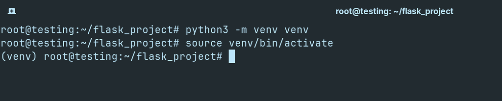 Virtual environment Flask berhasil aktif