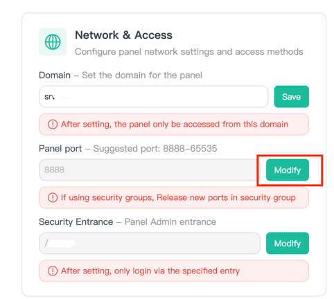 meningkatkan keamanan aapanel - modify panel port