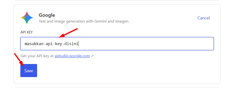 Masukkan API Key Gemini