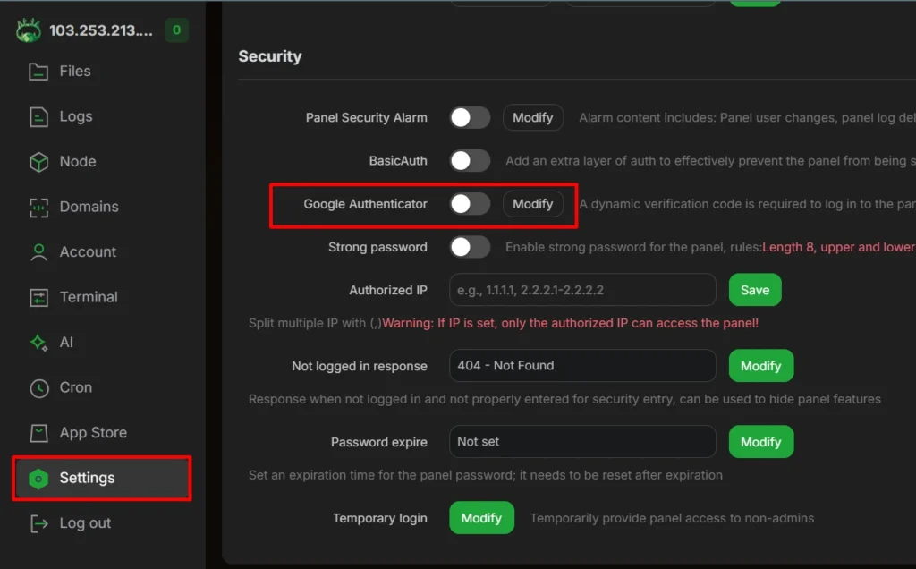 mengaktifkan google authenticator untuk 2fa di aapanel
