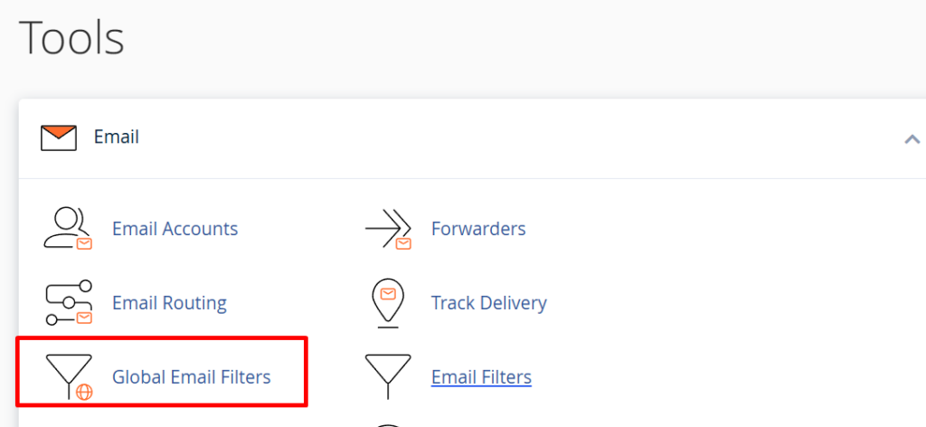 Menu global email filter di cpanel