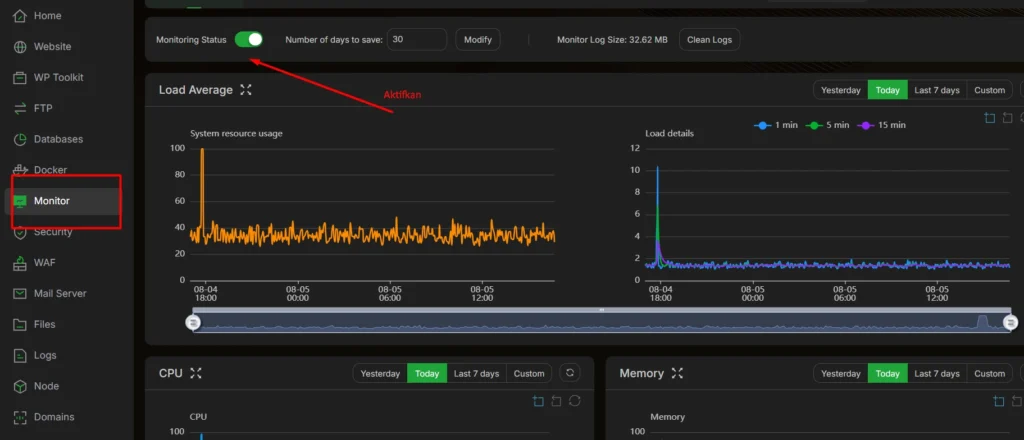 monitoring status - Monitoring Server aaPanel