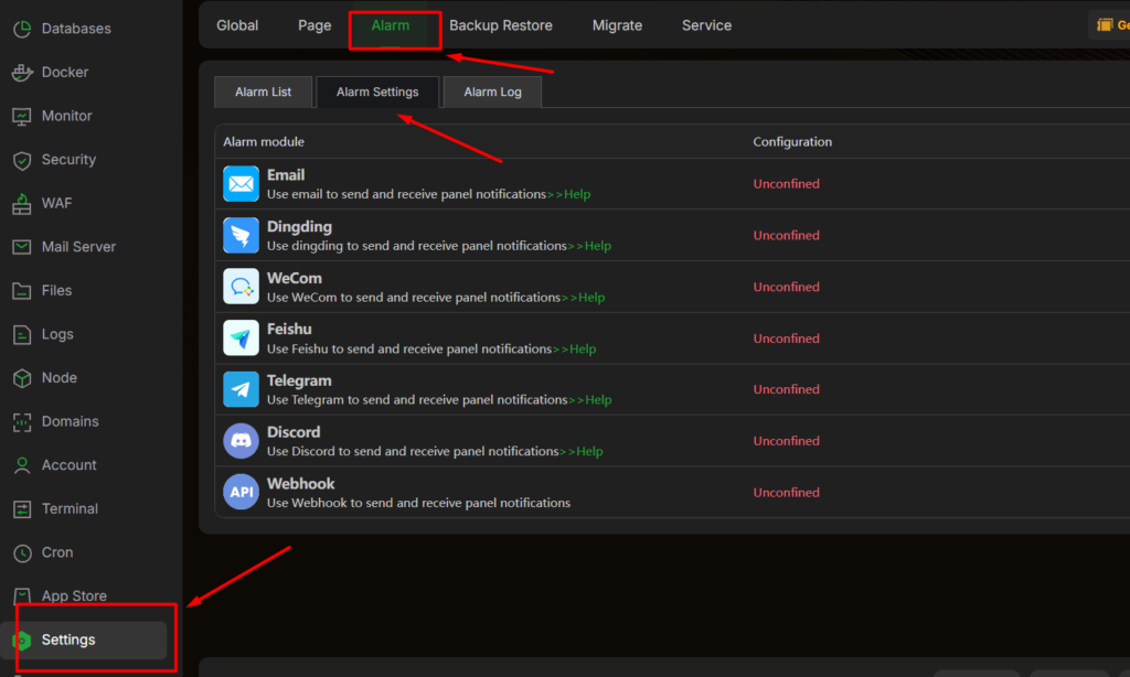 setting alarm