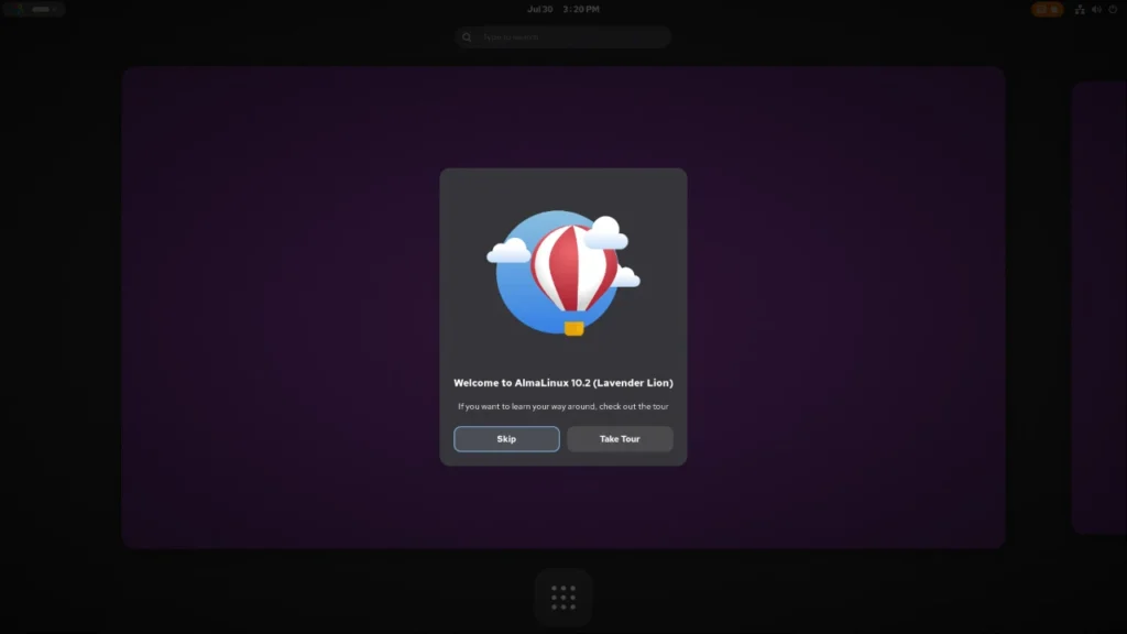 Welcome Almalinux GUI