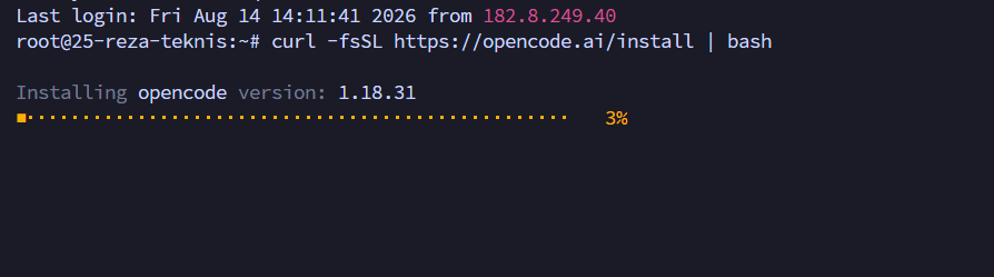 menjalankan script install opencode