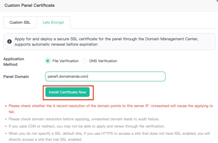 Install SSL Lets encrypt