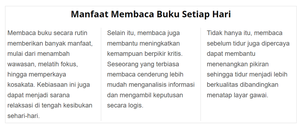contoh penggunaan CSS Columns Property - Belajar css