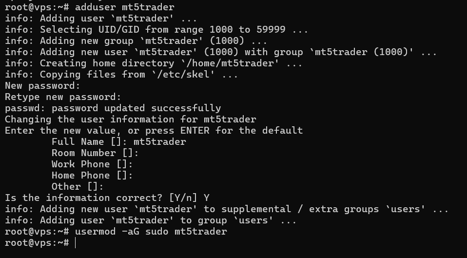 Buat User Khusus untuk MetaTrader