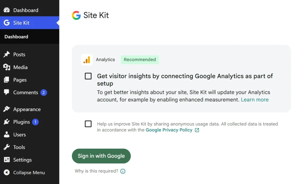 menghubungkan google dengan wordpress