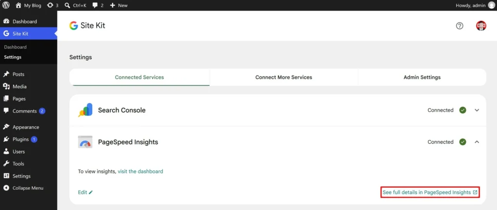 menghubungkan google pagespeed dengan wordpress