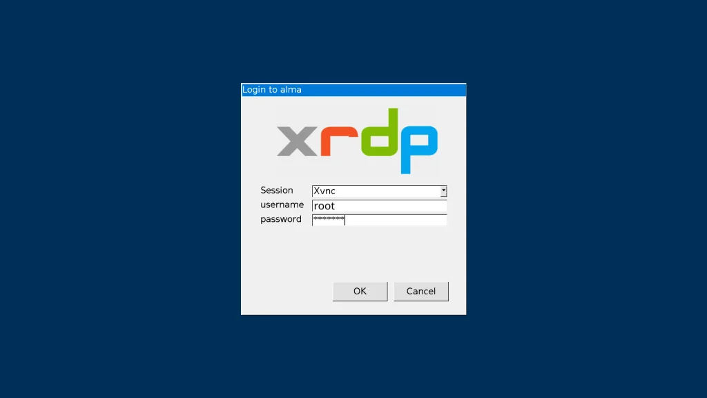 Login remote GUI di Almalinux