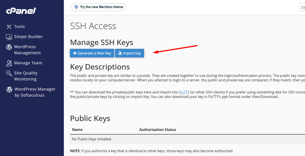 import ssh key